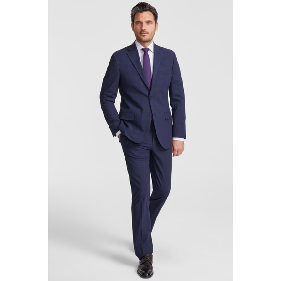 DKNY Men Modern Fit Nested Suit Navy/Blue Size Jacket 36S Pants 29W